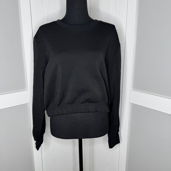 Real Essentials Cropped Sweatshirt Black Pullover Size 2XL Women's - Picture 1 of 5